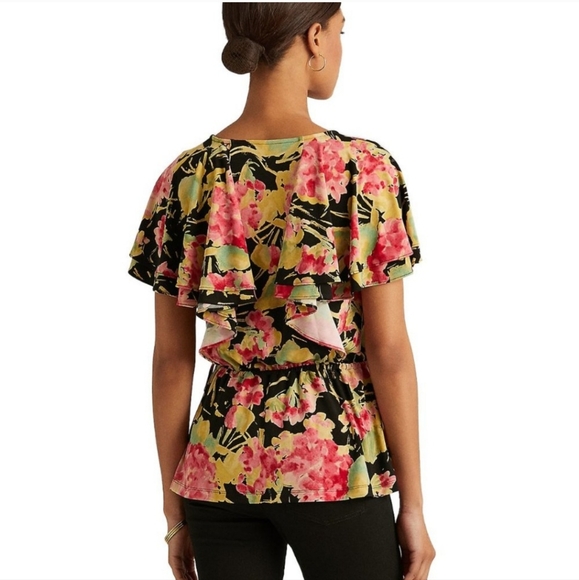 Lauren Ralph Lauren floral flutter sleeve blouse - Picture 2 of 15